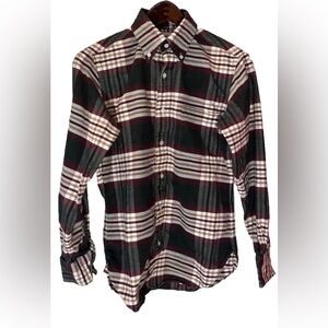 Brooks Brothers BLACK FLEECE by Thom Browne Flannel Shirt Green & Red Plaid BB00